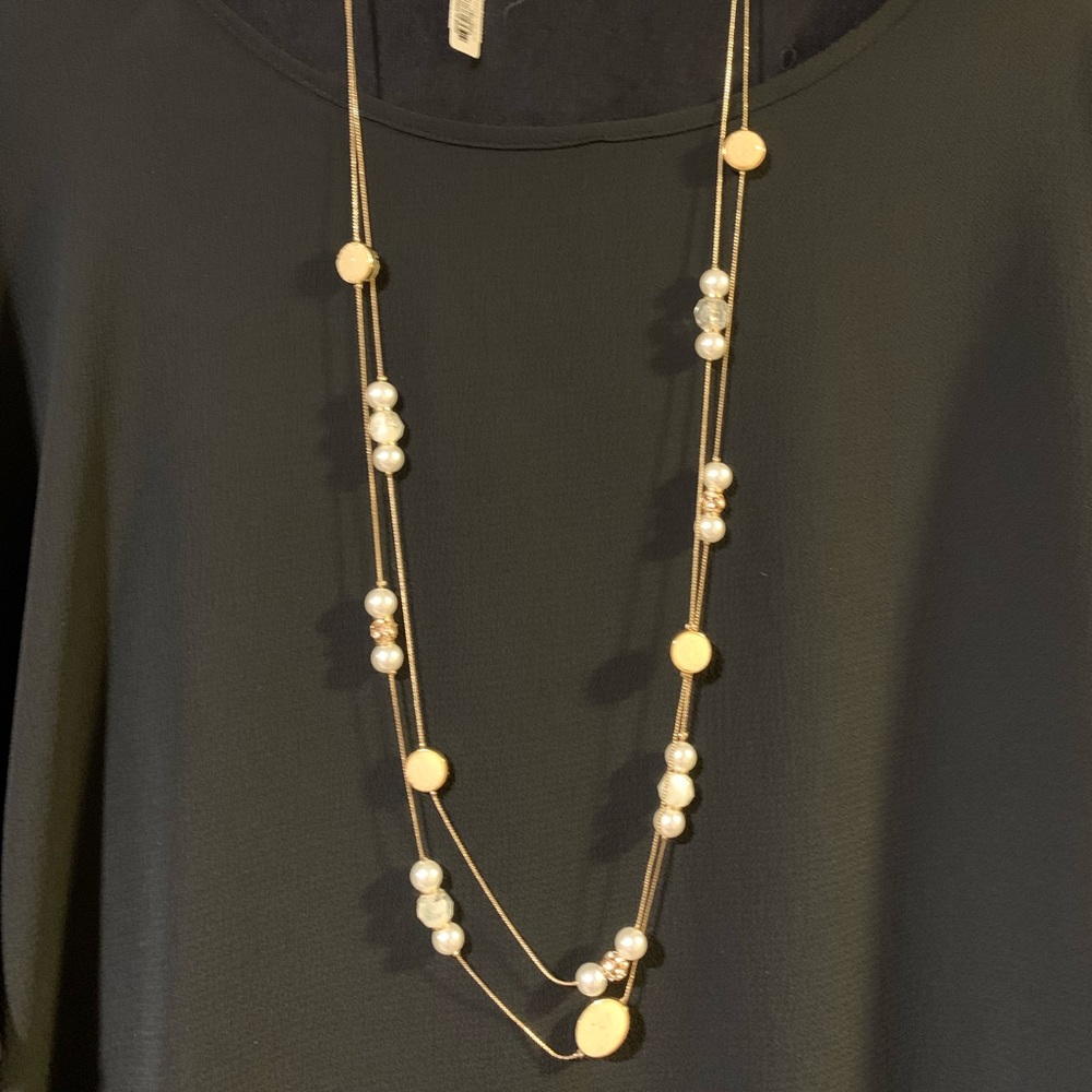 Beautiful Gold Layered 38” Station Necklace